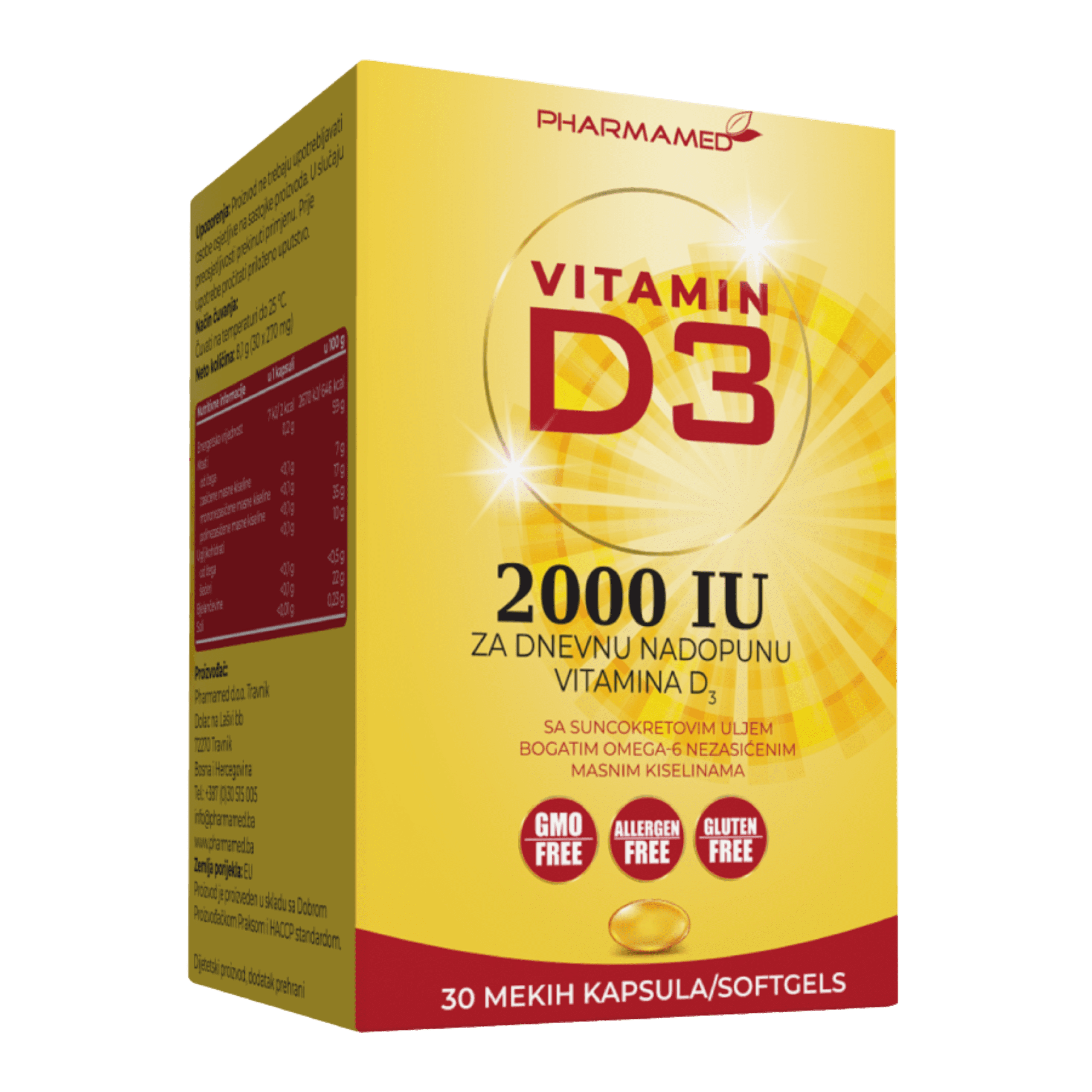 Vitamin D3 2000IU 30cps - PHARMAMED